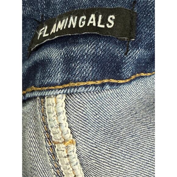 Flamingals XS NWT Dual Button mid waist straight leg jeans denim $59.99 retail - Picture 9 of 11